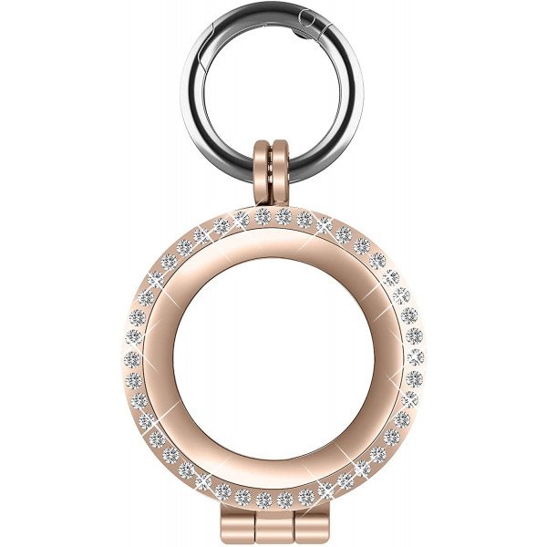 Wholesale Diamond Glitter Crystal AirTag Tracker Holder Loop Case Cover Ring Key Chain for Apple AirTag (Rose Gold)